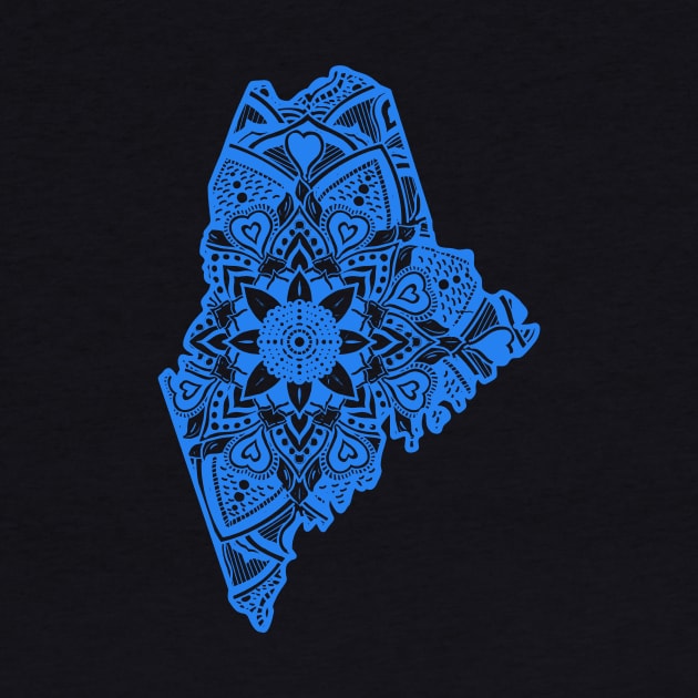 Light Blue Maine State Gift Mandala Yoga ME Art by Get Hopped Apparel